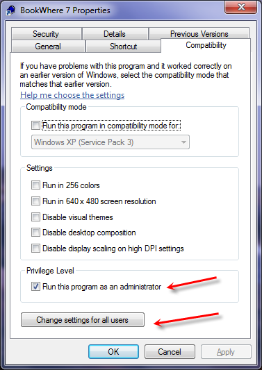Compatibility tab