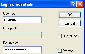 login-credentials Enter and OK your login credentials